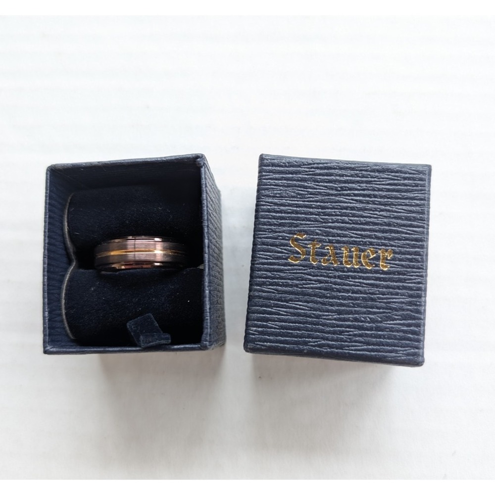 READ Stauer Mens Ring Size‎ 9 Infinity Band in Box Diamond Aura